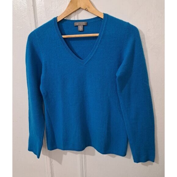 Charter Club Womens Small 2 PLY luxury 100% cashmere sweater sky Blue - Picture 1 of 8